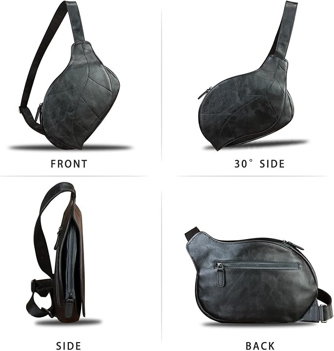 IVTG Genuine Leather Sling Bag for Women Vintage Real Leather Sling Backpack Fashion Shoulder Crossbody Bags Chest Bags