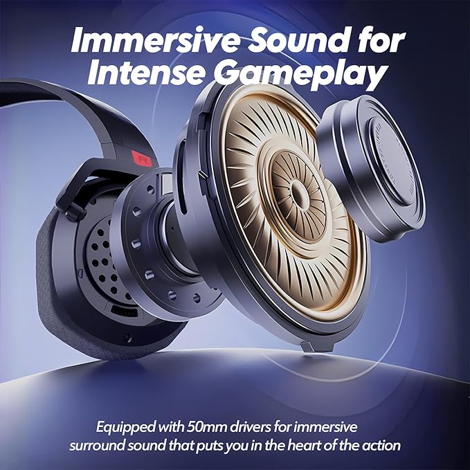 NUBWO Wireless Gaming Headset with Mic for Ps5 Ps4 PC, Zero Interference, 100-Hour Battery All-Day Play, 23ms Sync for Fortnite & Call of Duty/FPS Gamers, Triple Mode All Devices Compatible - Red