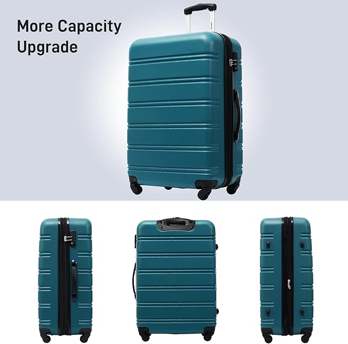 Merax Luggage Sets of 3 Piece Carry on Suitcase Airline Approved,Hard Case Expandable Spinner Wheels (Blue Green)