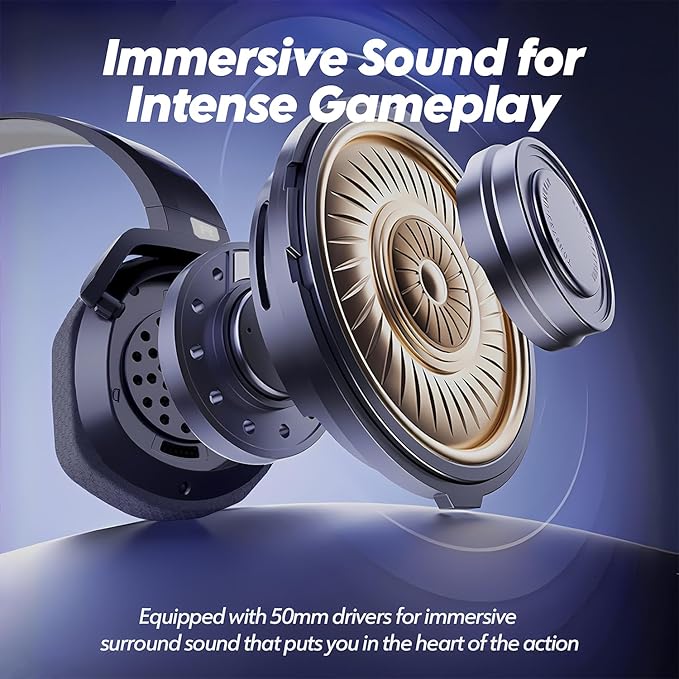 NUBWO G06 Dual Wireless Gaming Headset with Microphone for Ps5, Ps4, PC - 23ms Low Latency Audio - 100-Hour of Playtime - 50mm Drivers (Black-Grey)