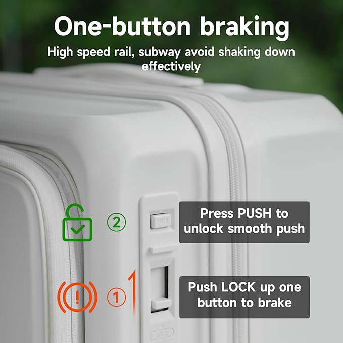 ROAMING Expandable 24-Inch Checked Luggage with Mute Brake Wheels Airline Approved Hard Shell Suitcases with Front Pocket Top Opening Luggage with TSA Lock for Short Business Travel, Beech white