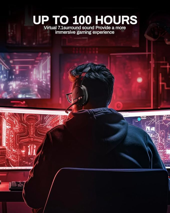 acer Wireless Gaming Headset, PS5 Headset with 2.4GHz for Ps5, Ps4, PC, Switch, Bluetooth 5.3 + 100Hrs Gaming Headphones with Noise Canceling Mic for Laptop, Mobile, Mac, 50mm Drivers (Red)