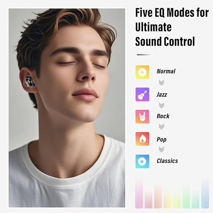 Sleep Earbuds Bluetooth 5.4 in Ear Smart Touch Screen Ear Buds, 48H Playtime Mini Sleep Headphones Small Design for Side Sleepers, Crystal-Clear Calls, 5 EQ Modes, IPX7 Waterproof Earphones Black