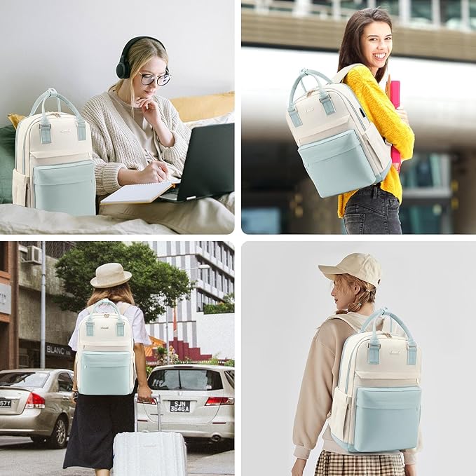 LOVEVOOK Laptop Backpack for Women 15.6 Inch Laptop Bag with USB Port, Fashion Waterproof Backpacks Teacher Nurse Stylish Travel Bags Vintage Daypacks for College Work