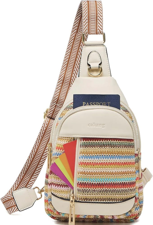 Womens Sling Bag Crossbody Bags for Women Vegan Leather Sling Backpack Daypack Fanny Pack Crossbody Purse Travel