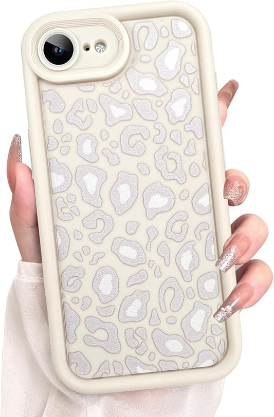KANGHAR Case for iPhone 16e Leopard Printed Pattern Cute Cheetah Phone Case Soft TPU Shockproof Protective Cover for iPhone 16e 6.1 Inch Beige with Gray Prints