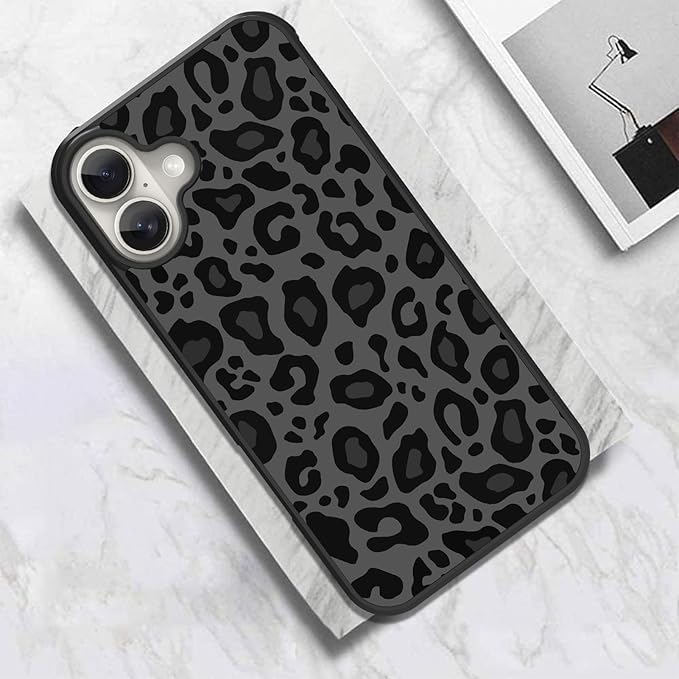 KANGHAR Case Compatible with iPhone 16 Pro,Black Leopard Design,Tire Texture Non-Slip +Shockproof Rugged TPU Protective Case for iPhone 16 Pro 6.3 Inch