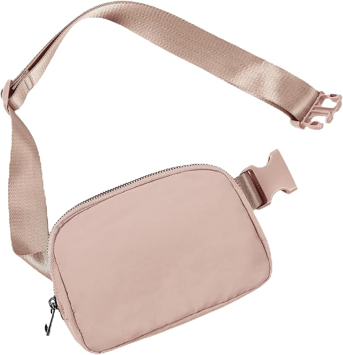 ODODOS Unisex Mini Belt Bag with Adjustable Strap Small Fanny Pack for Workout Running Traveling Hiking, Adobe Rose