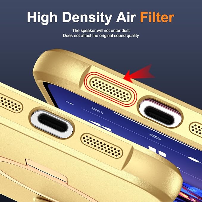 Compatible with iPhone 12 Case & iPhone 12 Pro Case 6.1" with Invisible Magnetic O-Ring Stand [Compatible with Mag-Safe][Great Grip Feeling], Gold