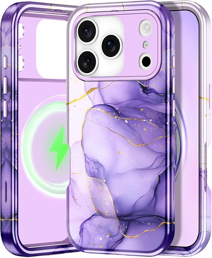 Btscase for iPhone 17 Pro Max Case [Compatible with Magsafe] [Military-Grade Drop Protection] Slim Anti-Scratch Smooth Touch TPU Bumper Shockproof Magnetic Phone Case for Women Girls Men, Lavender