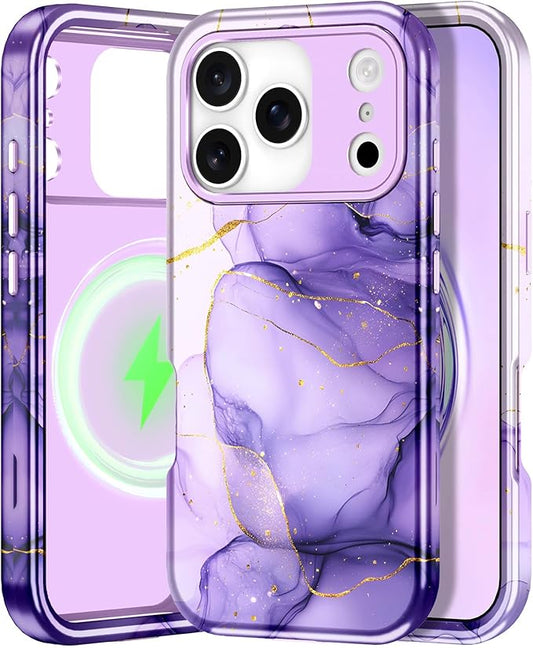 Btscase for iPhone 17 Pro Max Case [Compatible with Magsafe] [Military-Grade Drop Protection] Slim Anti-Scratch Smooth Touch TPU Bumper Shockproof Magnetic Phone Case for Women Girls Men, Lavender