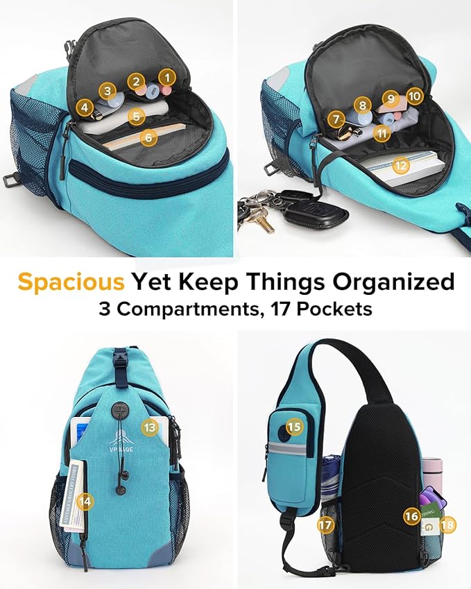 Sling Bag for Women, Crossbody Bag for Men, Cross Body Hiking Backpack, Travel Daypack, Chest Pack with Chest Phone Holder