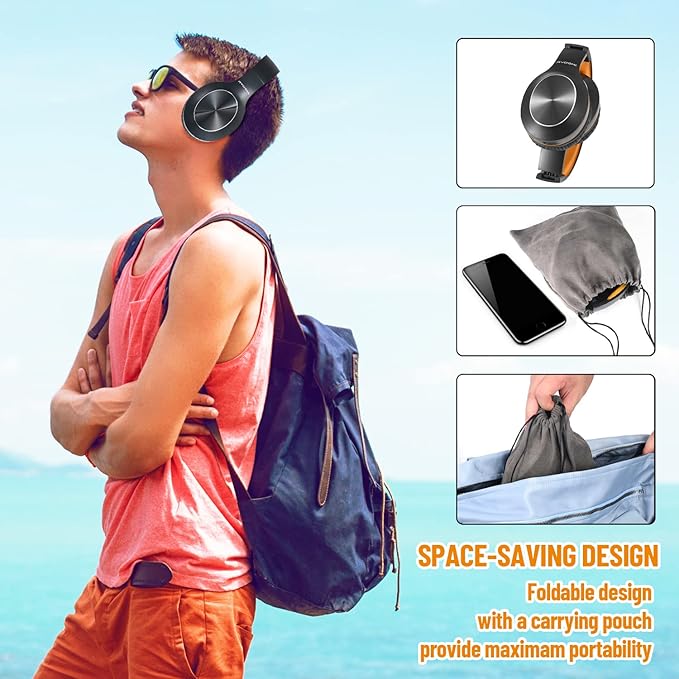 Bluetooth Headphones Over Ear, 68H Playtime and 3 EQ Music Modes Wireless Headphones with Microphone/Deep Bass, HiFi Stereo Foldable Lightweight Headset for PC Home Travel Office