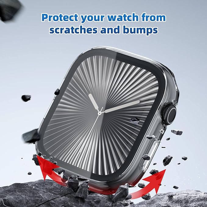 2 in 1 Waterproof Case for Apple Watch Screen Protector Series 10 Series 11(2025) 42mm Built-in Tempered Glass [Overal Protective] Ultra-Thin PC Bumper Cover Compatible iWatch