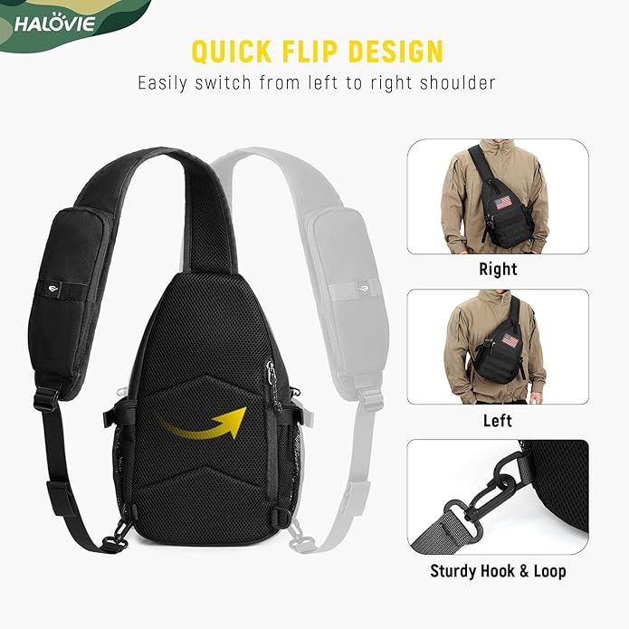 HALOVIE Crossbody Sling Bag Anti Theft Crossbody Backpack RFID Sling Backpack Lightweight Travel Hiking Chest Bag