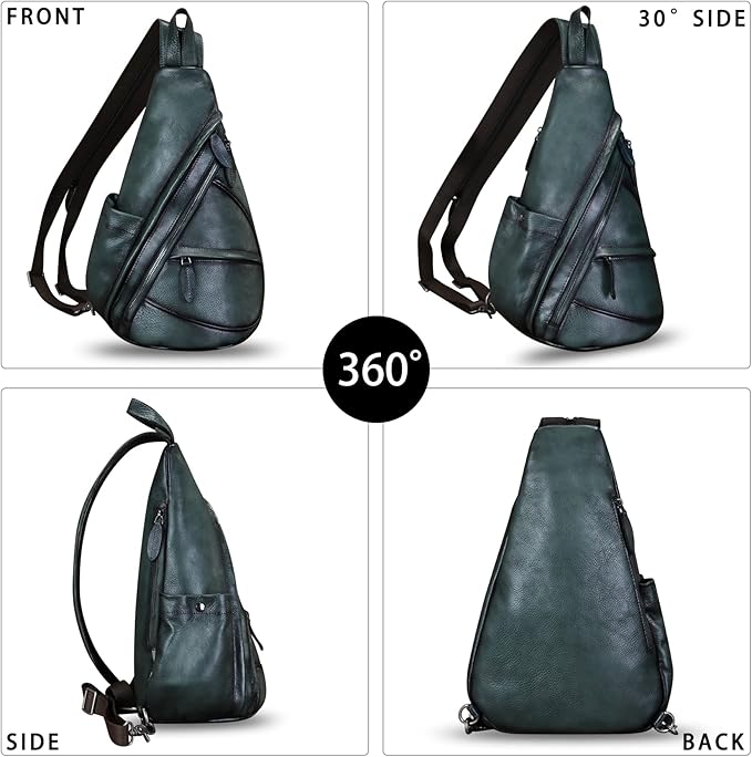 Genuine Leather Sling Bag for Men and Women Leather Sling Backpack Purses Chest Bag Crossbody Shoulder Fanny Bag