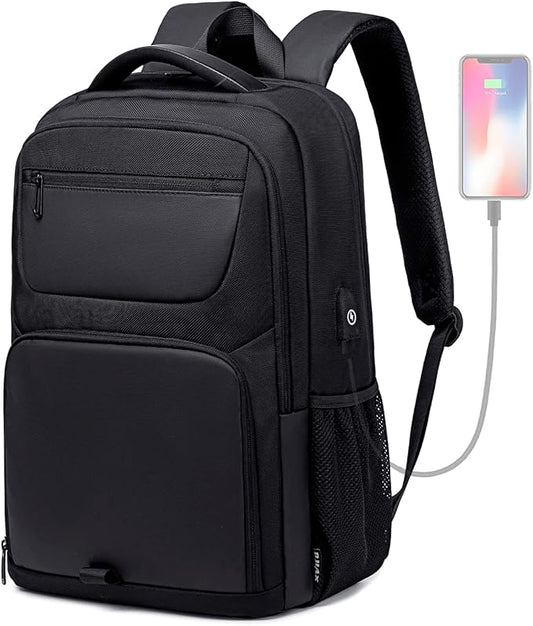 35L Travel Laptop Backpack for Men, High Tech Business Backpack with USB Charging Port and Ergonomic Design, Water Resistant Anti-theft Work College Backpack Fits 15.6 Inch Tablet, Notebook