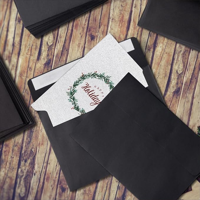 Keketer A4 Black 4x6 Envelopes 70 Pack Self - Seal, for 4x6 Cards, Weddings, Invitations, Baby Shower 4.25 x 6.25 Inches