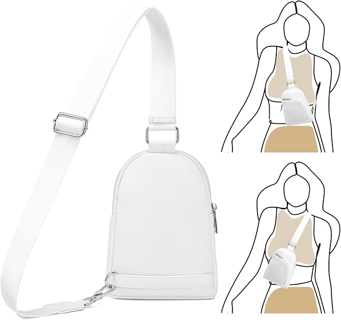 INICAT RFID Blocking Sling Bag Leather Crossbody Bags for Women Fanny Pack Cross Body for Woman Chest Bag for Travel 1.9L