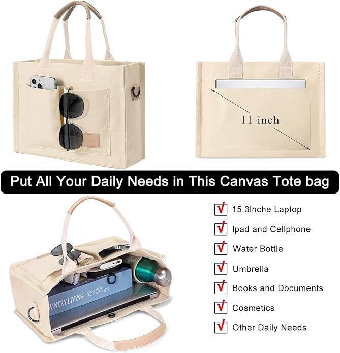 Tote Bags for Women Canvas Tote Purse Crossbody with Pockets Top Handle Shoulder Satchel Bag for Women