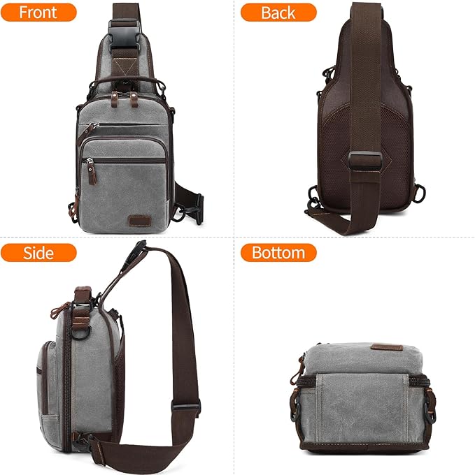 Nerlion Sling Bag for Men Waxed Canvas Crossbody Bag Chest Bag Water Resistant Shoulder Bag Casual Daypack