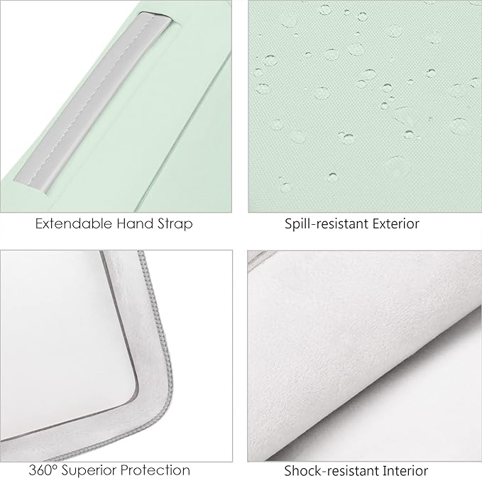 Lacdo 360° Protective Laptop Sleeve Case for 13 inch New MacBook Air M4 A3240 2025, M3 A3113, M2 A2681, M1 A2337 | 13" MacBook Pro M2/M1 A2338 A2251 | 13" iPad Air M3 / iPad Pro M4 Computer Bag, Green