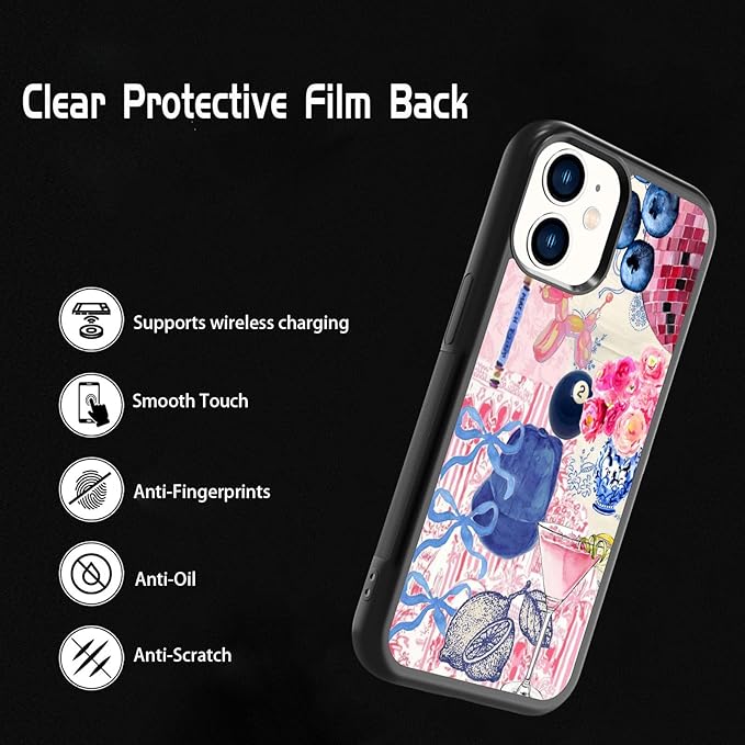 Aesthetic Collage Shockproof Protective Trendy Preppy Phone Case for iPhone 12 Cute Flower Bow Cover