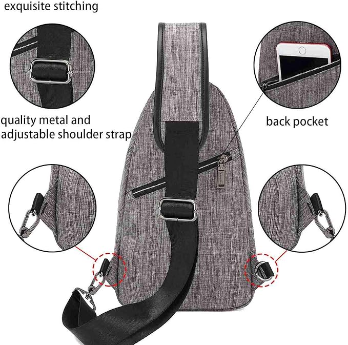 Small Sling Bag Crossbody Backpack Over the Shoulder Bag for Men Women Travel Outdoors, Lightweight Sling Chest Pack (Small, Grey)