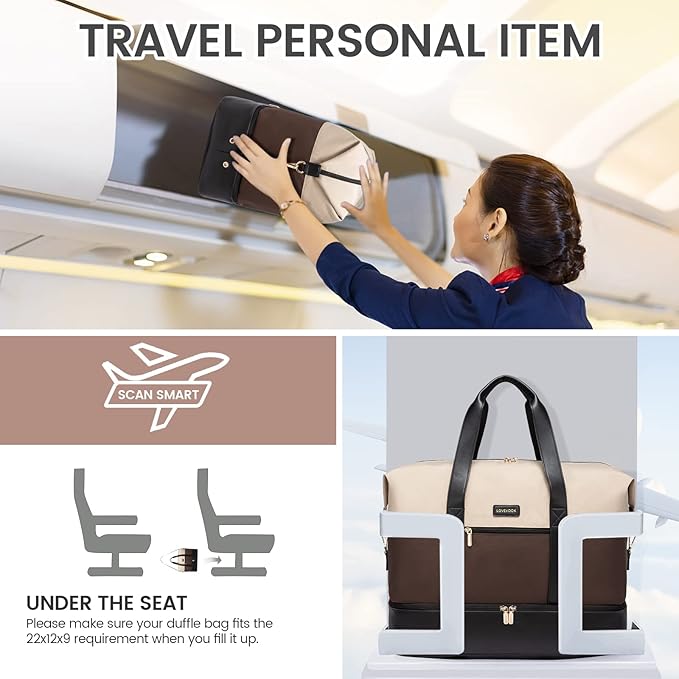 LOVEVOOK Weekender Bag, Large Travel Duffel Bag for Women with 2 Packing Cubes, Carry on Overnight Bag with Shoe Compartment, Mom Hospital Bags for Labor and Delivery