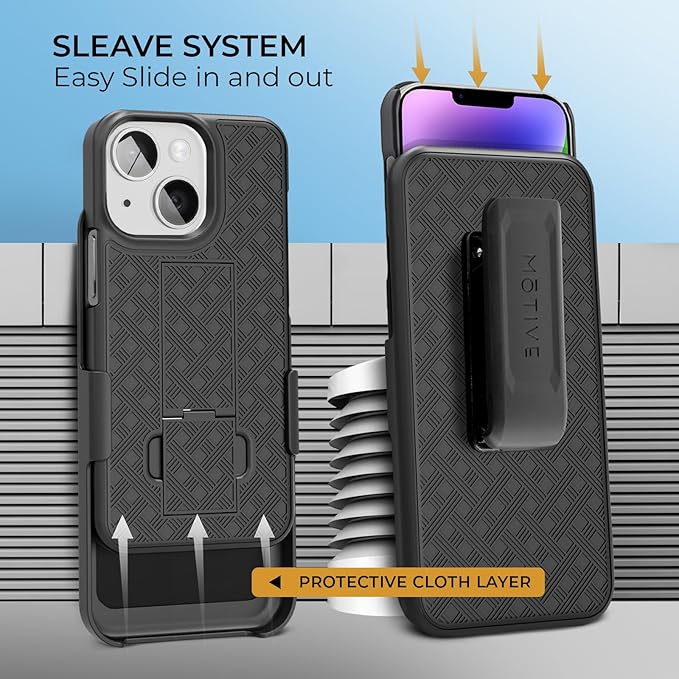 MOTIVE for iPhone 14 Holster Case, Belt Clip Case for Apple iPhone 14, Shell Holster Combo 14, Slim Rugged Drop Shockproof Protective Cover with Kickstand (6.1") | Ranger Series