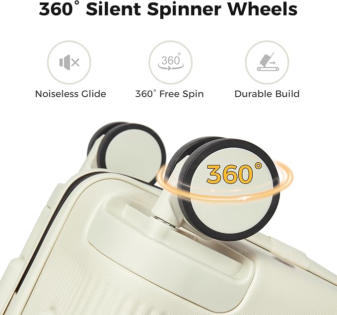 20 Inch Carry On Luggage, Hardside Lightweight Spinner Suitcase with TSA Lock, 22x14x9 Airline Approved Hard Shell Travel Suitcase with Wheels, Scratch Resistant (White, 20 Inch)