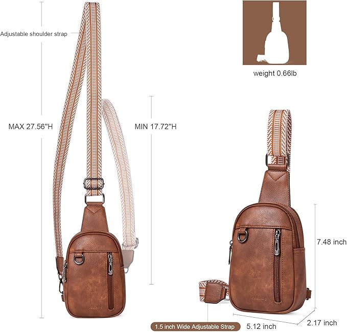 Womens Sling Bag Crossbody Bags for Women Vegan Leather Sling Backpack Daypack Fanny Pack Crossbody Purse Travel