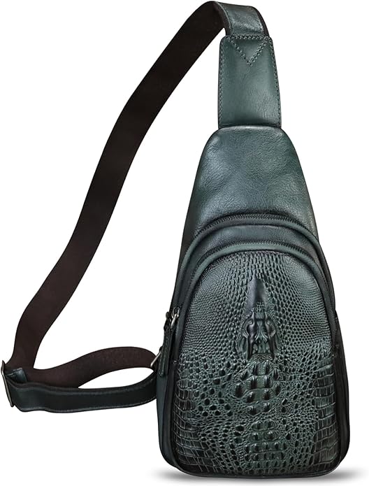 Genuine Leather Silng Bag for Women and Men Real Leather Sling Backpack Chest Purse Shoulder Crossbody Bag