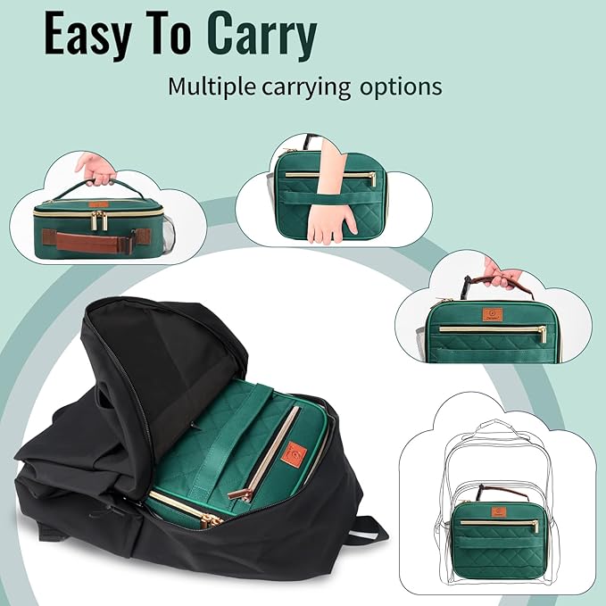 Genteen Lunch Box Lunch bag for Kids Boys Men Women Adults - Insulated Small LunchBox Reusable, Zip Closure & Buckle Handle, Portable Cooler for Work, School, Travel (Lake Green)
