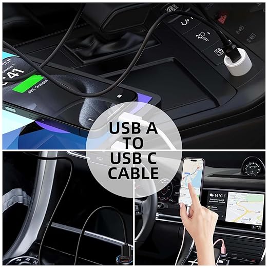 6FT Car Carplay Cable Cord for iPhone 17 Air/16E 16，iPad Pro 12.9, iPad Air 5 4, iPad mini 6 USB A to USB Type C Charger, iPhone 15 Pro Max Plus,Samsung Galaxy Tab A7 A8 A9 S10+ S9 S8 S7 S6 Charging