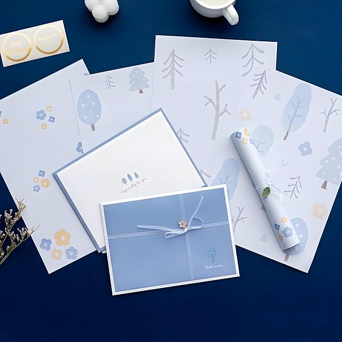 72 Pcs Stationery Paper Envelopes Set Includes 24 Floral Lined Writing Paper & 12 Envelopes, Cute Lovely Letter Writing Stationery Paper Envelopes Kit for Girls Boys Office School Supplies (6Style)