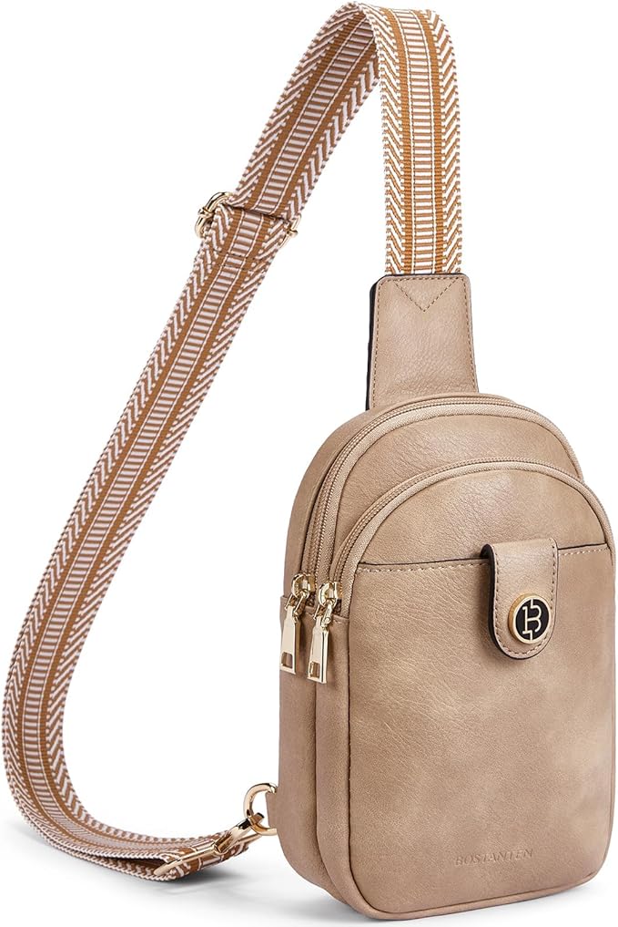BOSTANTEN Small Sling Bag Crossbody Bags for Women Trendy Crossbody Purse Leather Chest Bag