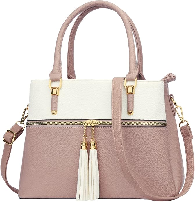KKXIU Women Satchel Bags Handle Shoulder Handbags and Purses Pockets Zipper Leather Crossbody Bags