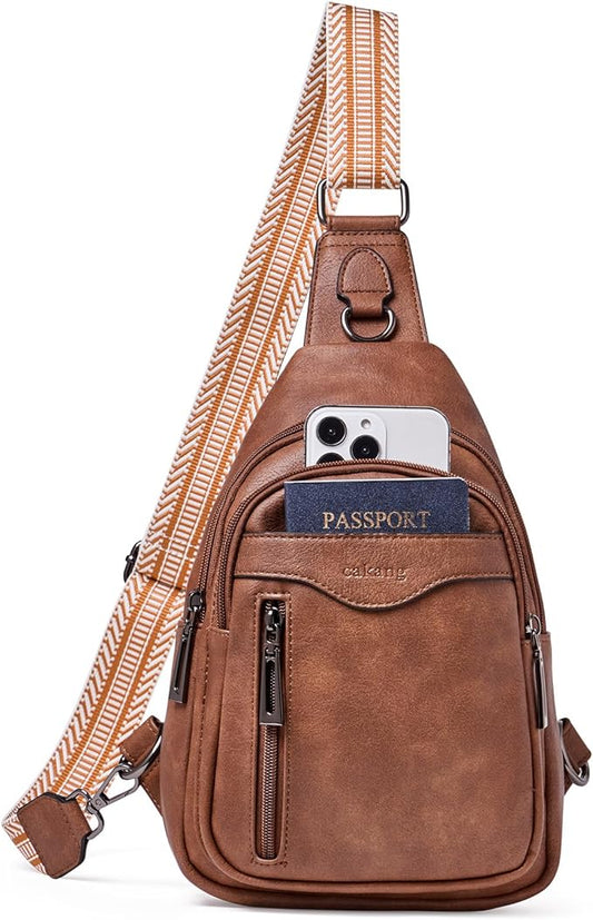 Womens Sling Bag Crossbody Bags for Women Vegan Leather Sling Backpack Daypack Fanny Pack Crossbody Purse Travel