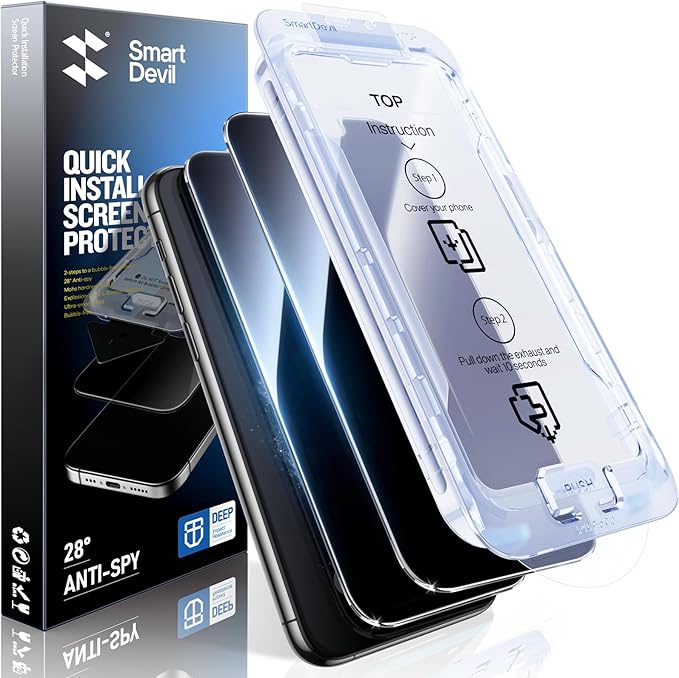 SMARTDEVIL 2PACK Privacy Screen Protector for iPhone 11 Pro/X/XS Shatterproof Tempered Glass [True 28°Anti Spy] [9H Hardness] [Auto Dust-Elimination Install], [Bubble Free]