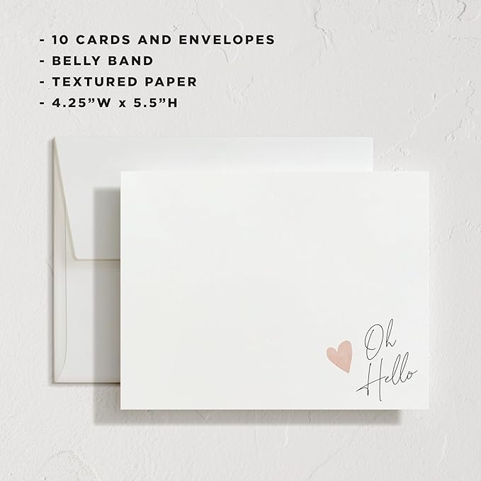 Minted Signed Heart Stationery Cards,10 Ct,Blank Cards and Envelopes For Thank You Notes,Invitations & Handwritten Messages,Note Cards & Stationery Set,Gifts for Women,Blush Pink Color Theme,10 Count