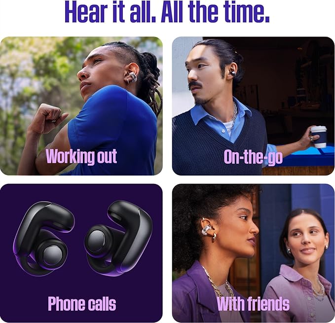 Bose Ultra Open Bluetooth Earbuds, True Wireless Earbuds with OpenAudio for Awareness, Clip On Design for Comfort, Immersive Audio, Up to 48 Hrs of Playtime, Midnight Violet - Limited Edition Color