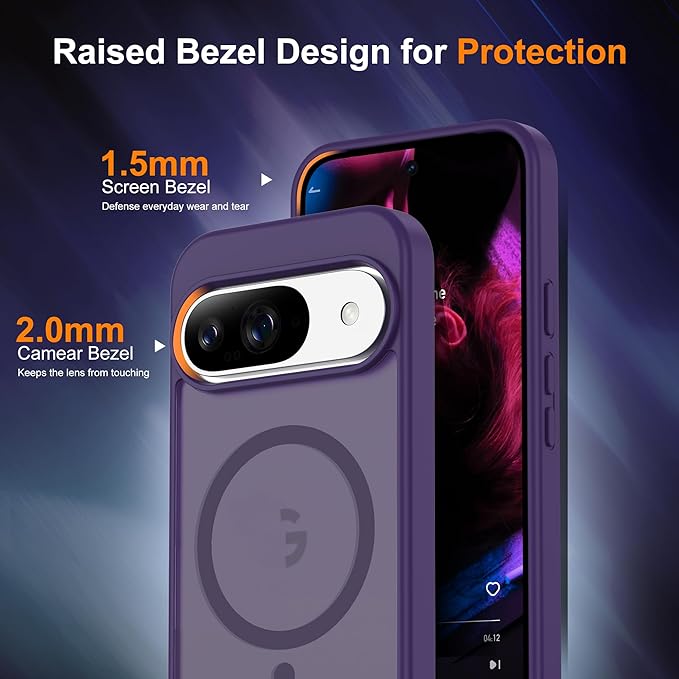 Compatible with Google Pixel 9 Case & Google Pixel 9 Pro Case with Magnetic [Compatible with Mag-Safe] Slim Translucent Matte Phone Cases with Anti-Fingerprint Tech, Purple