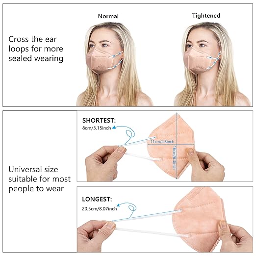 akgk KN95 Face Mask 50 PCS, Breathable Protection Masks, 5-Ply KN95 Pink Masks, Cup Dust Safety Masks