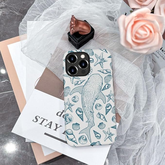 DAIZAG Case Compatible with iPhone 12 Pro,Fit Shockproof Cover for Women Girls,Beach Seashell Whale Ocean Aesthetic