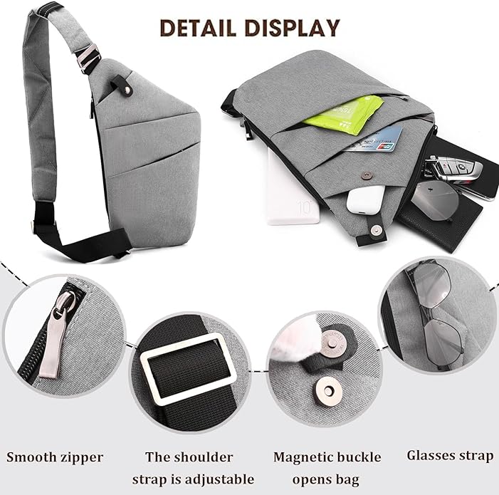 Crossbody Travel Bags for Women, New Theft Proof Safe Slim Sling Travel Purses, Personal Flex Shoulder Bag for Men Women
