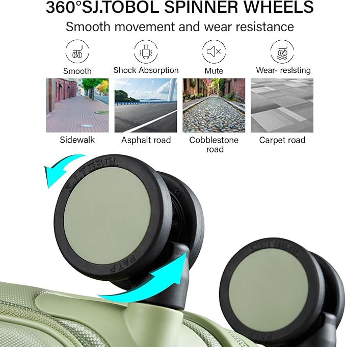 MILADA Expandable Checked Luggage 24 Inch Top Opening Travel Luggage Hard Shell Suitcases with Wheels TSA Approved Luggage Trunk Rolling Medium Checked Suitcase, Bamboo Green