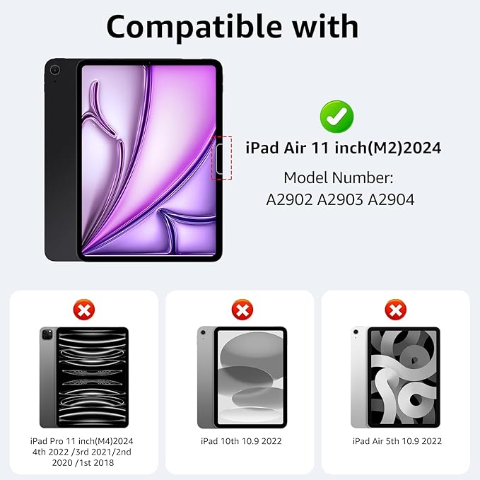 2-Pack Glass Screen Protector for iPad Air 11 Inch M3 2025 & M2 2024 (7th/6th Generation) Military Shatterproof, 9H+ Hardness, Auto-Alignment Frame, Anti-Fingerprint, HD Clear, Scratch Resistant