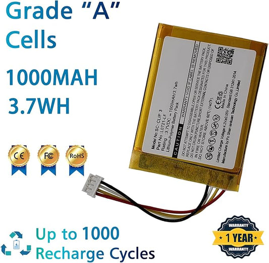 L0721-LF 1000mAh Battery Compatible with Clip 3 / Clip 3AN / Clip 3SAND Waterproof Bluetooth Speaker with Tools Battery Part NO Clip3 Clip3AN Clip3SAND
