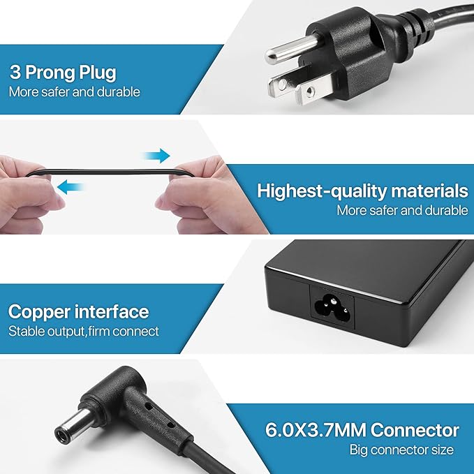 150W Charger Fit for Asus Tuf F15 F17 A15 A17, ADP-150CH B AC Adapter Power Cord